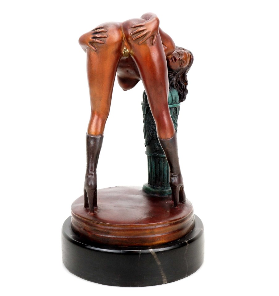 Kunst & Ambiente Erotic Girl Lola In High Heels - Signed J. Patoue - Erotic Figurine Erotic Nudes - Vienna Bronze