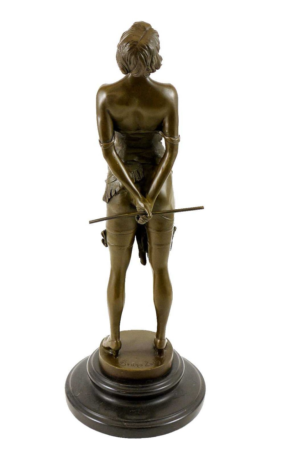 Kunst & Ambiente Erotic Bronze Figure - Girl With Riding Corp - Sign. Bruno Zach Art Deco Figurines