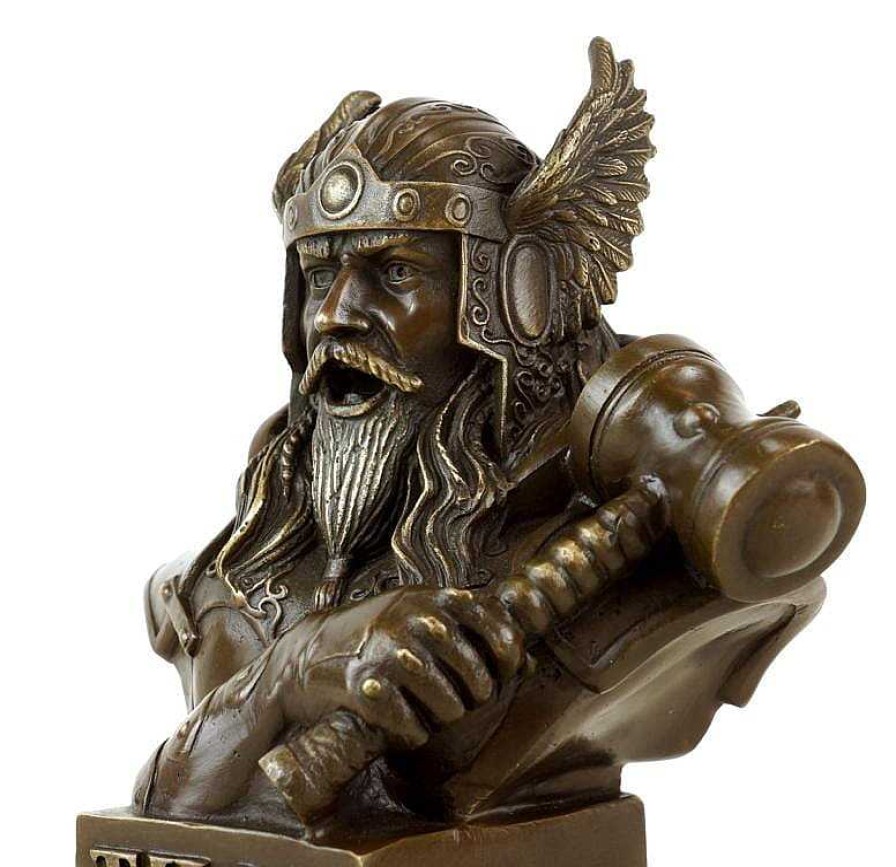 Kunst & Ambiente Thor Bronze Bust - God Of Thunder - Bronze Viking Figurine - Signed New Products