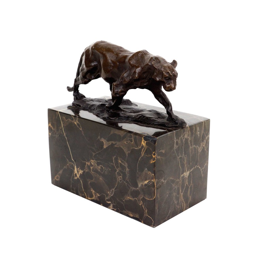 Rembrandt Bugatti Walking Panther (1904) - Signed Bugatti - Bronze Animal Figurine Animal Sculptures