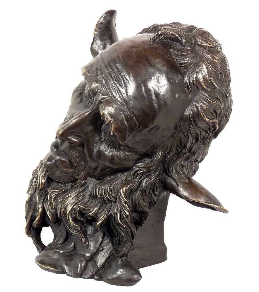 Jean-Joseph Marie Carriès Art Nouveau Bronze Character Head - Faunus - Jean Carries Art Nouveau Statues