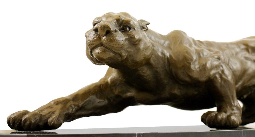 Miguel Fernando Lopez (Milo) Animal Bronze Figure - Xxl Panther On A Marble Base - Sign. Milo Animal Sculptures