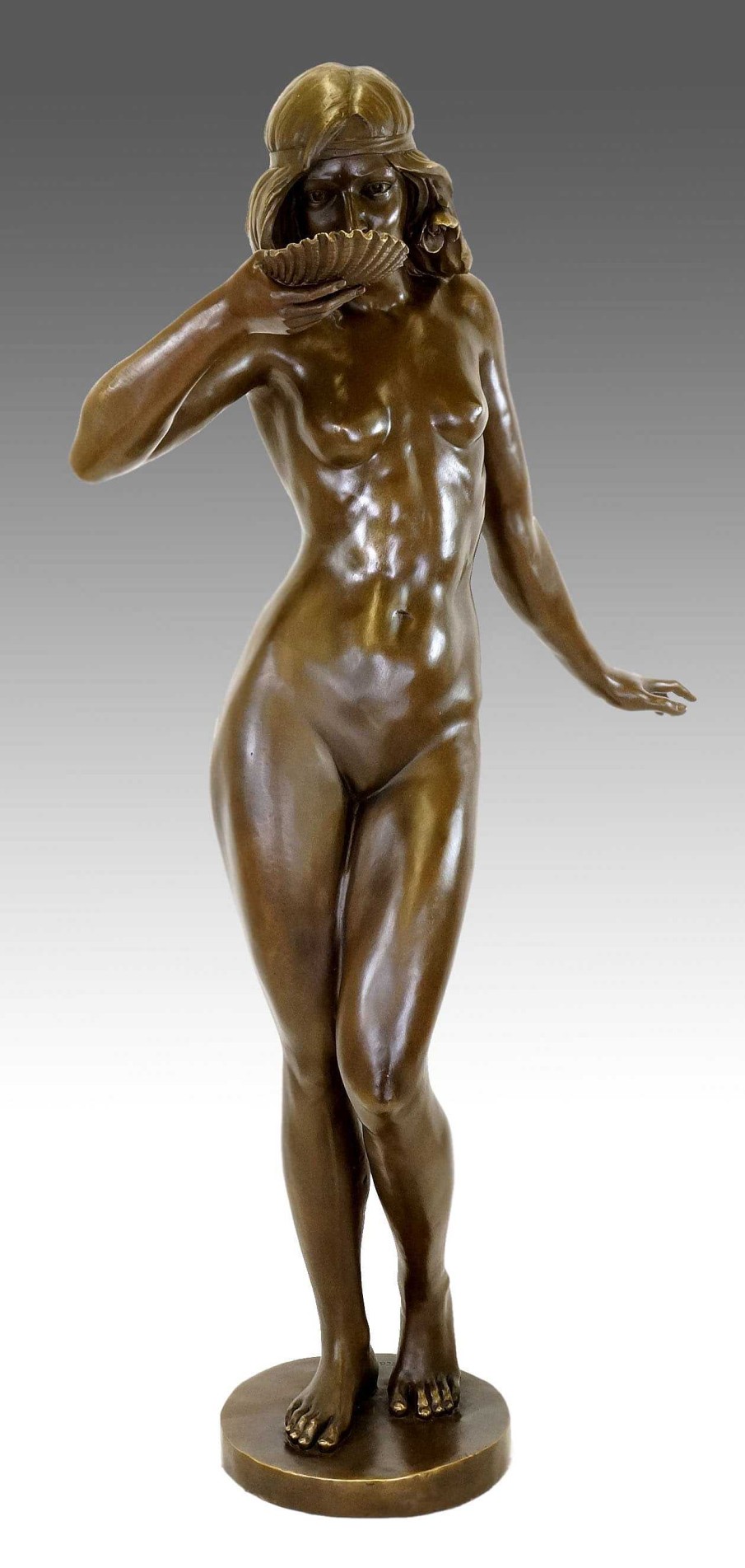 Edward McCartan Girl Drinking From A Shell - Art Nouveau Bronze - E. Mccartan Art Nouveau Statues