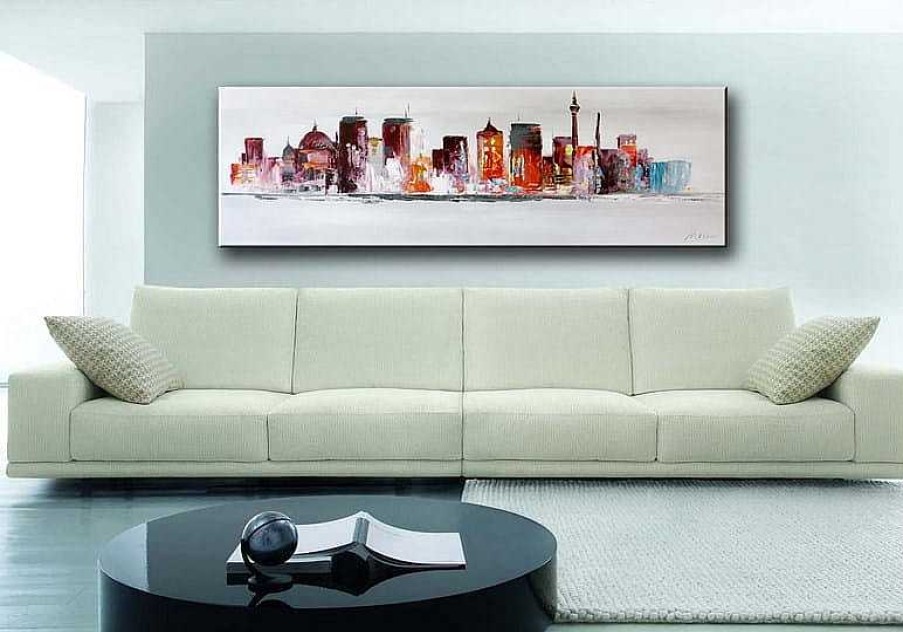 Kunst & Ambiente Modern Art - Berlin Skyline - Acrylic Painting On Canvas Oil Painting