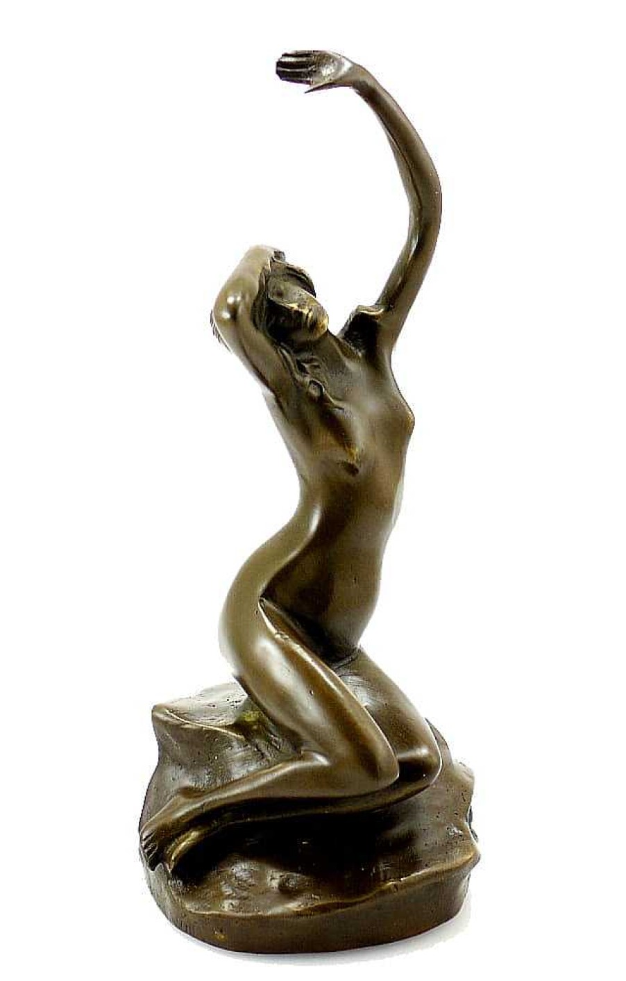 Kunst & Ambiente Art Nouveau Nude Bronze - Nude Woman On The Rock- Sig. Moren Art Nouveau Statues