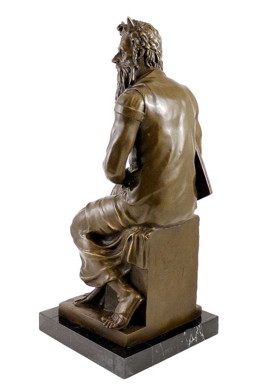 Michelangelo Buonarroti Bronze Figure - The Moses Of Michelangelo - Signed Michelangelo Greek Statues