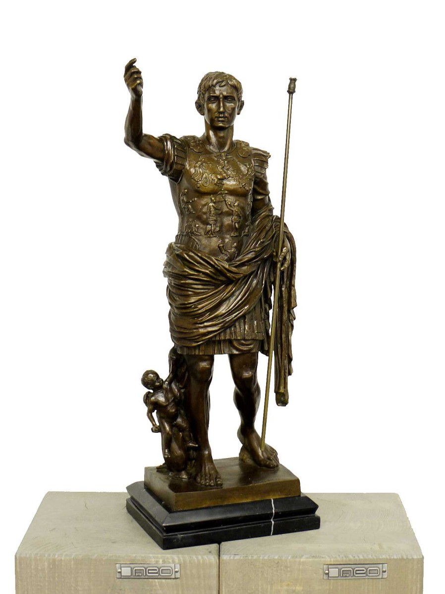 Kunst & Ambiente Mythology Bronze Figure - Julius Caesar, Signed Augustus Greek Statues