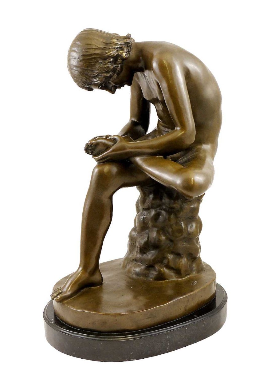 Miguel Fernando Lopez (Milo) Art Nouveau Bronze Sculpture - Boy With Thorn - Signed Milo Art Nouveau Statues